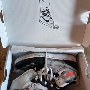 Air Jordan 1 Mid SS (GS) Black and White High-Top Sneakers